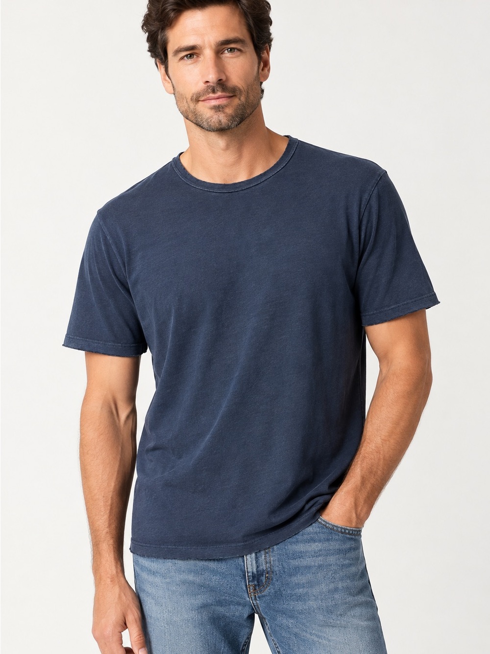 rag & bone Standard Issue Men’s Slub Cotton T Shirt Navy Blue M